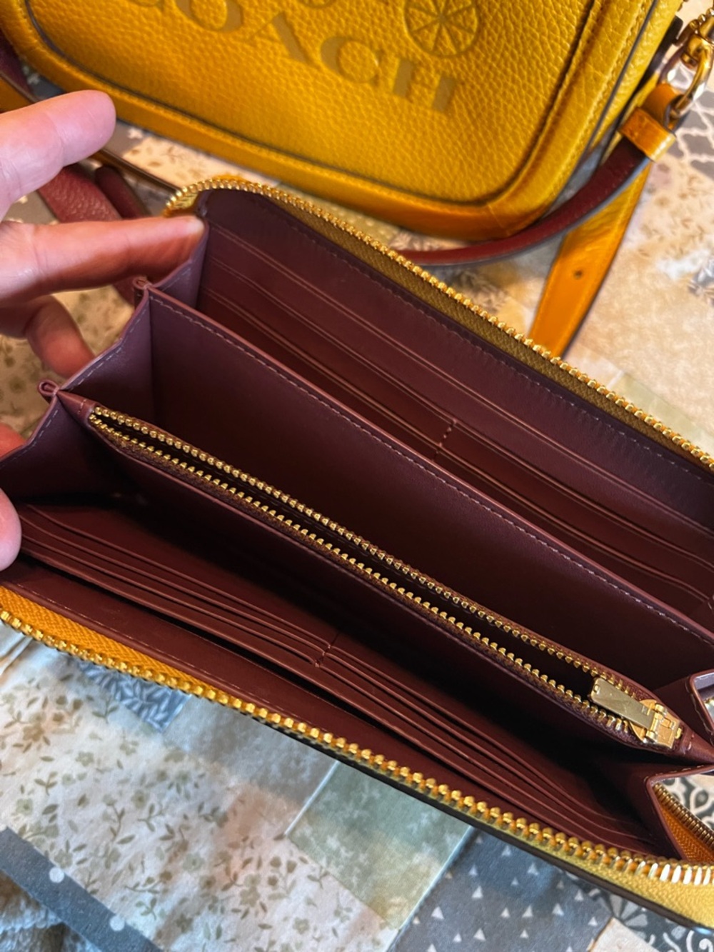 Coach Mustard Yellow Pebbled Leather Crossbody and Wallet Set - Picture 6 of 6